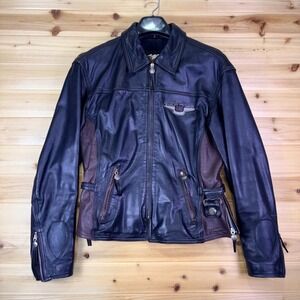Vintage Harley Davidson Riding Jacket Women Large 95th Anniversary Black Leather